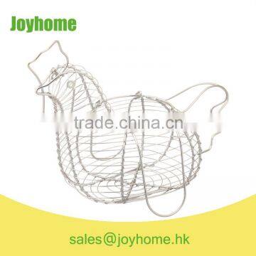 hot selling chrome plated metal chicken shape egg basket