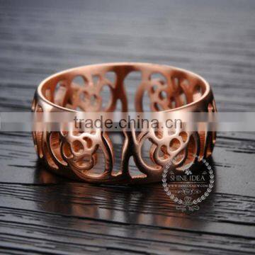 Rose gold plated stainless steel hollow round ring fashion women ring wedding jewelry 6210031