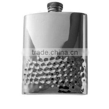 Pewter Flask with Hammered Design and Silver Finish high quality Hammered Stainless Steel Hip Flask , Whiskey flask