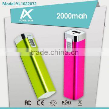 mini lipstick shape metal portable power bank 2600mah with LCD screen
