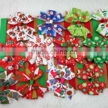 New Arrival 3inch Christmas Ribbon Baby Hair Bows with Soft Elastic Headband Girls Baby Hairband Boutique Bows IN STOCK