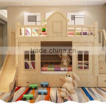 3 tier double cheap kids bunk beds colorful wooden kids bunk bed