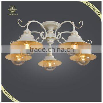 2016 Hot Sale E27 Lights Iron Body Material Ceiling Lamp With Glass Shade, Living Room Light Fixture