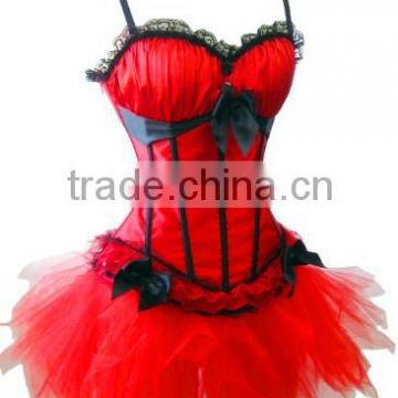 2015 hot sale Red Corset With skirt 2015 Womens Waist Reducing Plus Size Long Corsets