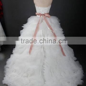 RSW913 Tulle Ruffle Skirt Vintage Lace Express Wedding Dress Bridal Ball Gown photo-2