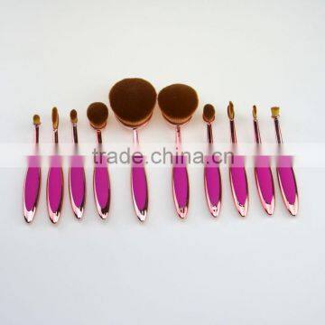 Synthetic Hair Private Label Foundation Mermaid Rose Gold 10pcs Pink Oval Makeup Brush Set