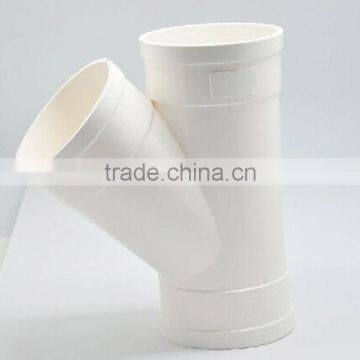 PVC plastic pipe fitting Y tee for water sewage