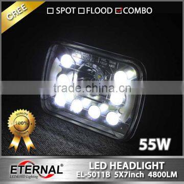 55W 5x7in rectangle 4x4 off-road Jeep SUV truck vehicle dual sealed beam led headlight replacement