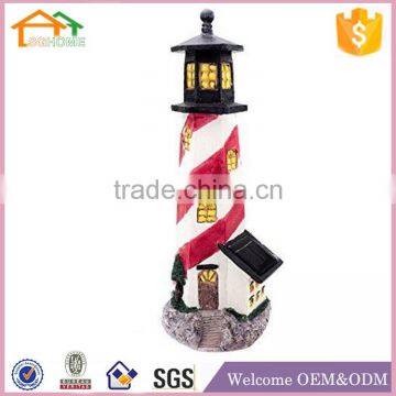 Factory Custom made best home decoration gift polyresin resin solar lighthouse beacon