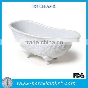 Fashionable ceramic mini bathtub soap dish