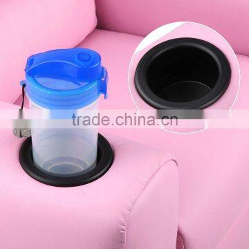 Personalized Hot Vinyl Kids Recliner With Cup Holder And Headrest Pink photo-6
