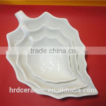 Wholesale 24*16*8cm ceramic white leaf dishes