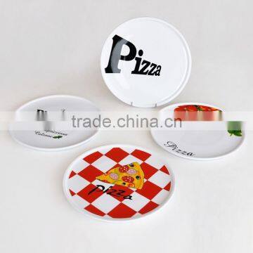 Round Shape Ceramic Pizza Plate with Decal Printing