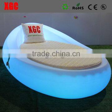 Modern Led Lighting Leather Bed/Luxury Bedroom Set LED Light Round Shape Bed photo-5