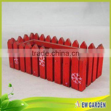 Green and Red Large Rectangular Wooden Flower Pot and Planting photo-3