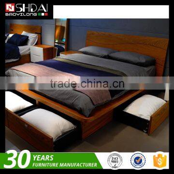 Contemporary Wooden Double Bed Frame Designs With Storage B-814 photo-2