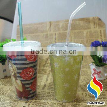 Wholesale 16oz Double Wall Glitter Acrylic Tumblers With Straw photo-2