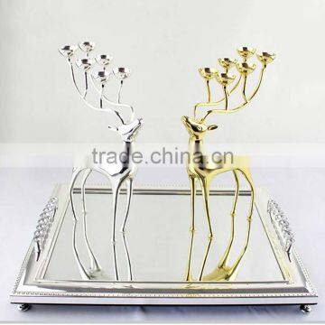Deer Stainless Steel silver and gold plated candle holder candleholder with 6 spherical candle for home decoration free shipping