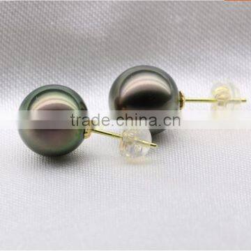 15-16mm Peacock Tahitian Pearl Earring Jewellery With 18K Yellow Gold photo-2