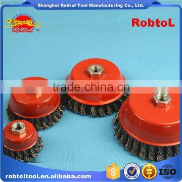 5" Steel Wire Cup Brush Wheel Twist Knot Crimped Bowl Disc Abrasive M14 Round Grinding Cheaning Brush photo-3