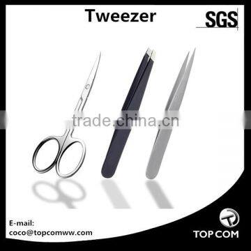 Stainless Steel Slant Flat Pointed Tip Precision Tweezers and Eyebrows Scissors,Perfect for Ingrown Hair Splinters