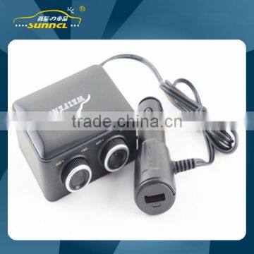 CE Approval 1 to 2 USB Car Cigarette Lighter Adapter Socket with Switch for iPhone , Tablet , Samsung