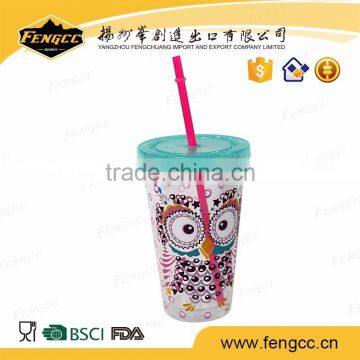 promotional bpa free portable hdpe round ball shape plastic cup with straw