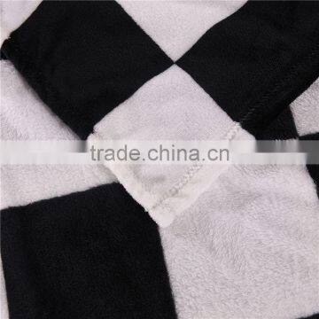 Black and White Plaid Super Soft Warm Plaid Printed Coral Fleece Blanket photo-4