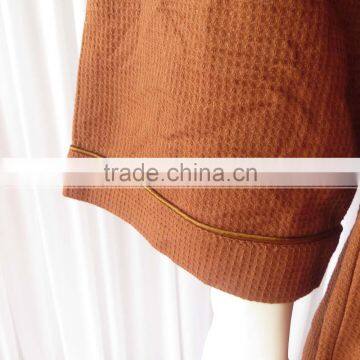 Brown Bathrobe For Women Spa Cmfortable Cotton Waffle Bathrobe Winter Warm Long Sleeve Pajamas photo-4