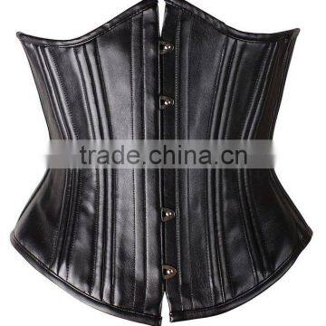 Best Faux Leather Double Steel Boned Corset Waist Training Corset Body Shaper for Women