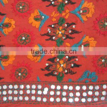 Deep Rust Orange PHULKARI GEORGETTE DUPATTA SHAWL, Sequin Hand Embroidery photo-4