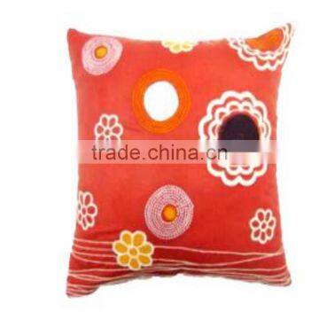 Flower Embroidery and Multi Patched Cushion Cover