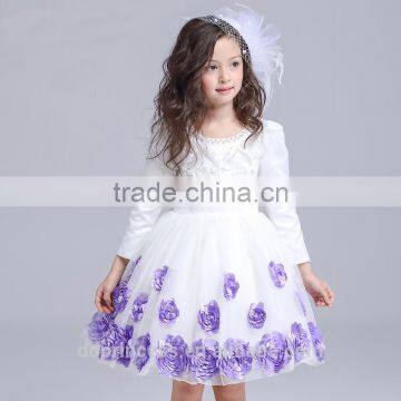 2017 Latest Dress Designs Photos Red Purple Flowers Embroidered Dress photo-4