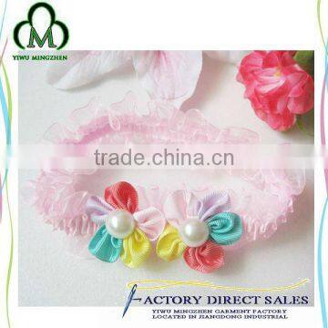 Elegant Kids Girls Party Shiny Faux Pearls Headband Flowers Shape Elastic Headband photo-3