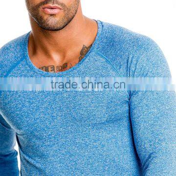 Longline Blue Tri Blend t Shirt Slub t Shirt Custom Logo Gym Fitness t Shirt photo-5