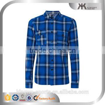 Custom blue off mens plaid shirts 100% cotton soft shirt OEM