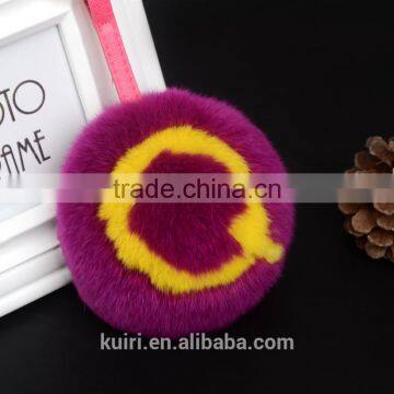 Rex Rabbit Fur Ball/ Fox Fur Letters Pom Doll Ball Keychain Bag Charms photo-5
