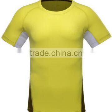 100% Polyester Blue Yellow Slim Fit Bodybuilding Short Sleeve Running Sport T-shirt Tops & Tees photo-2