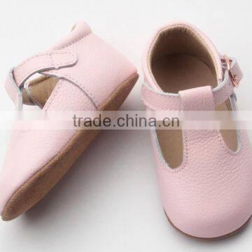 Skidproof genuine leather popular T-bar baby leather shoes soft