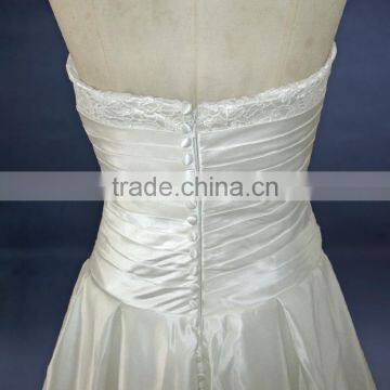 Sleeveless A Line Taffeta Wedding Dress photo-5