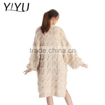 Korea Winter Long Coat Wholesale Knit Hooded Cardigan Women Sweater photo-2