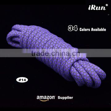 Purple 3M Reflective Round Laces With Retail Package - High Quality 3M Rope Shoelaces For Marathon Hiking Running & Walking