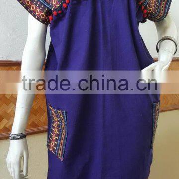 Hill Tribe Woven Dress Vintage Thai Antique Clothing Women Karen