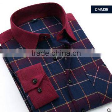 Red and blue plaids flannel wholesale men's shirt custom export shirt for men