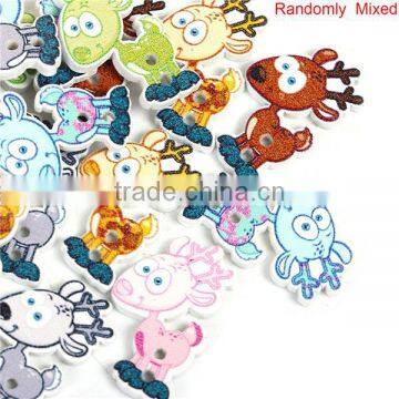 Wood Sewing Buttons Scrapbooking 2 Holes Deer Animal At Random