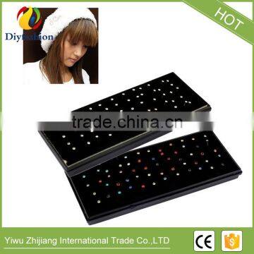 Wholesale 1.8mm Colorful Round Diamond Stainless Steel Nose Ring