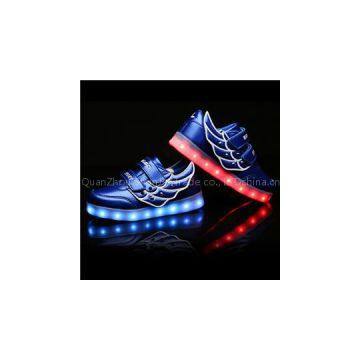 2016 New Style Kids LED Shoes Wholesale USB Charging Light Up LED Flaring Shoes Lovely Wing Shoes