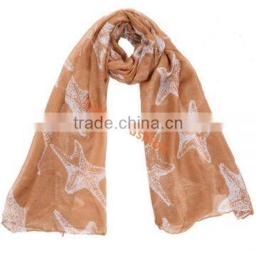 Latest Fashion Voile Scarf Print Scarf Starfish Scarf for Women Bufunda photo-4