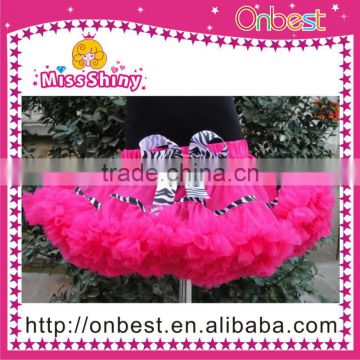 Good quality Pettiskirt Baby Girl Ruffle Tutu Pettiskirt with zebra bow