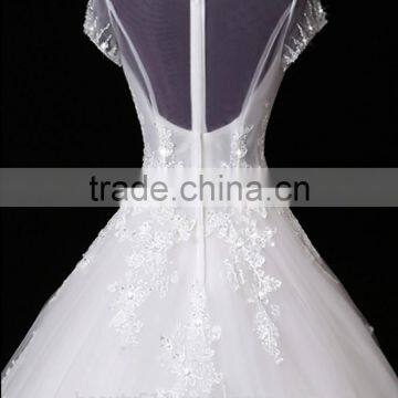 Wholesale 2017 Wedding Dress Elegant A-line Sweetheart Cap Sleeve Tulle With Lace Wedding Gown Bridal Dresses F106 photo-4